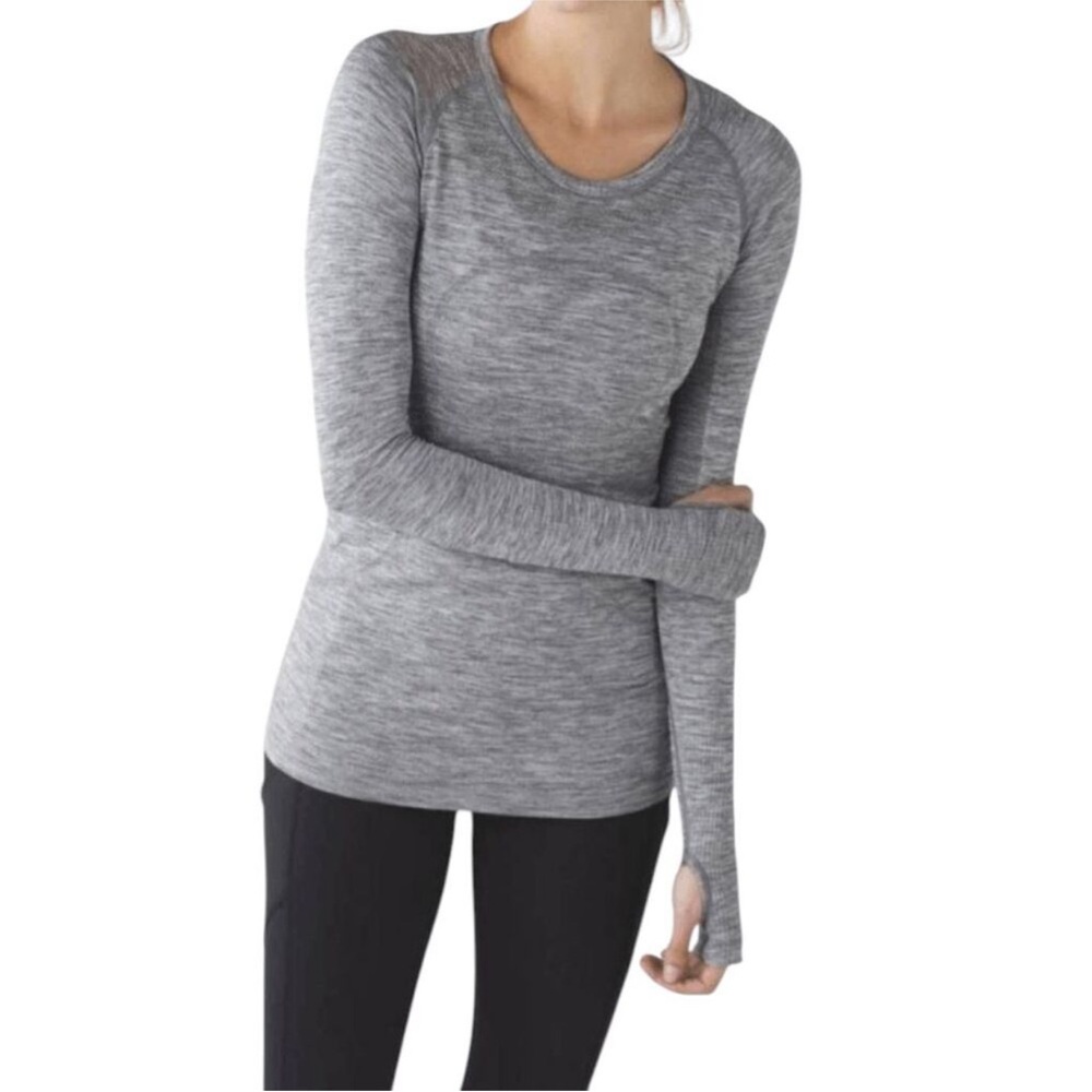 Lululemon Swiftly Tech Light Gray Long Sleeve Athletic Top